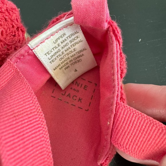 Like New Janie & Jack Pink Baby Espadrilles Sz 4 - Picture 3 of 4